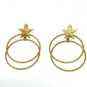 New Free People Star Hoop Dangle Earrings Gold